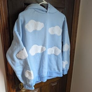 Blue Hoodie with Cloud Design